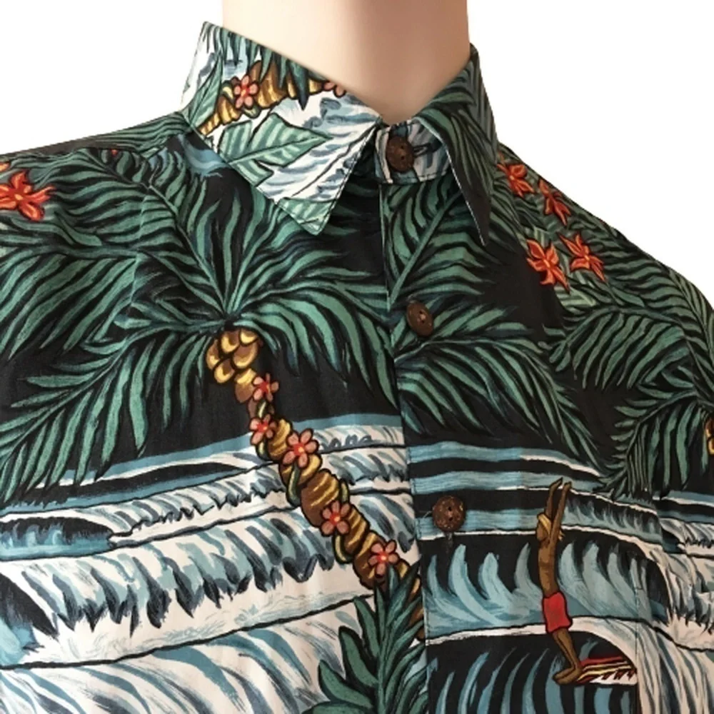Ron Anderson Collection Rayon Hawaiian Tiki Shirt Vintage - Picture 2 of 9